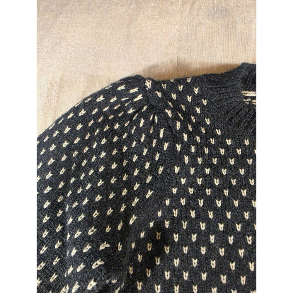 EUC Marine Layer Alma Women's Puff Sleeve Sweater Cotton Soft Black White Medium - Picture 7 of 13